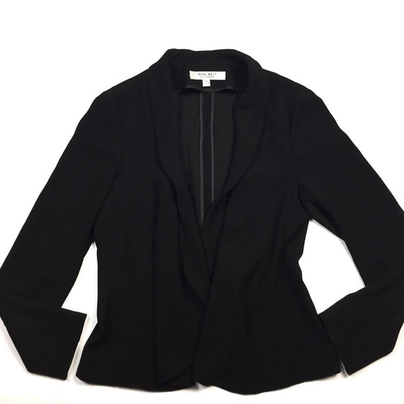 Nine West Drape Open Front Long Sleeve Blazer